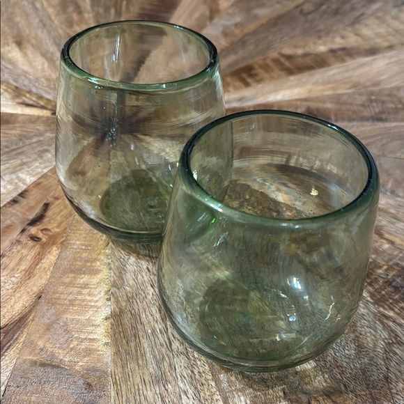 Green Handblown Glass Tumblers - Picture 9 of 9